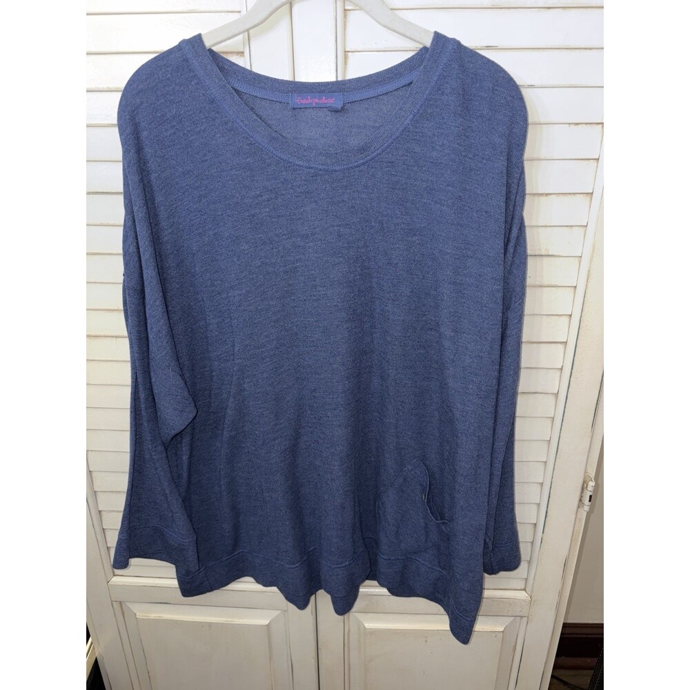 Fresh Produce Blue Cotton L/S Pullover Coastal Beach Sweater One size USA